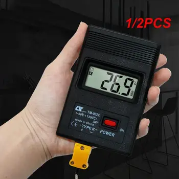 1/2DB Fekete K Típusú Digitális LCD Hőmérséklet Érzékelő, Ipari Hőmérő Thermodetector Mérő + Hőelem Szonda