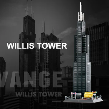 1241PCS Willis Tower Chicago építőkövei Világhírű Építészeti USA Tégla Rejtvények Dekoráció Játékok, Ajándékok Gyerekeknek