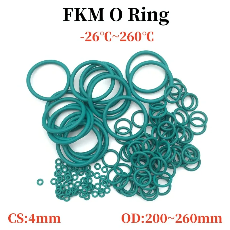 1db Zöld FKM Fluor Gumi O-Gyűrű CS 4mm OD 200~260mm Szigetelő Tömítések, Olaj Magas hőállósága Tömítés, Tömítések