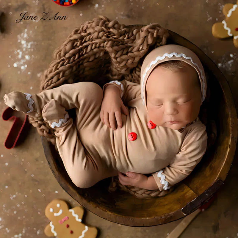 Újszülött Karácsonyi fotózás ruha kétrészes szett baba karácsonyi téma ünnepi mézeskalács manjumpsuit fotó ruha