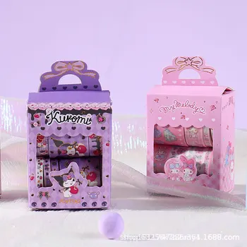 1Box Sanrio Kuromi Hello Kitty Matrica Roll, Kézzel Készült Kiegészítők Szalag Papír, Ragasztó Ajándék Dallam Arany Bélyegzés Matrica Gyerek Játékok