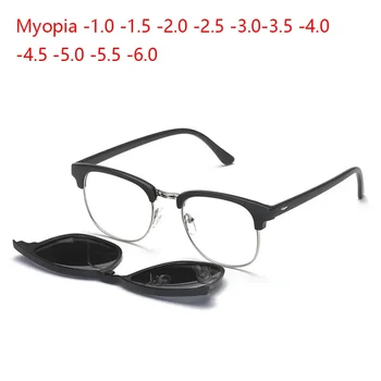 2 AZ 1-ben Rövidlátás Polarizált Mágnes Napszemüveg Nők Férfiak Klip Szemüveg Négyzet Optikai Látvány 6 1 Szemüveg Keretek -6.0