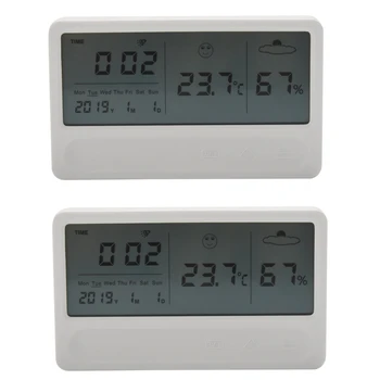 2X Digitális Hőmérő Páratartalom Beltéri Szoba Kültéri Hőmérséklet Páratartalom Mérő LCD Állvány Mágneses Hátlap Érzékelő