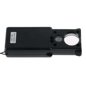 30X 60X Pull-típusú Ékszerek Nagyító Pocket Mini Kézi Nagyító Hordozható Mikroszkóp Nagyítólencse Optikai Lencse Eszköz LED