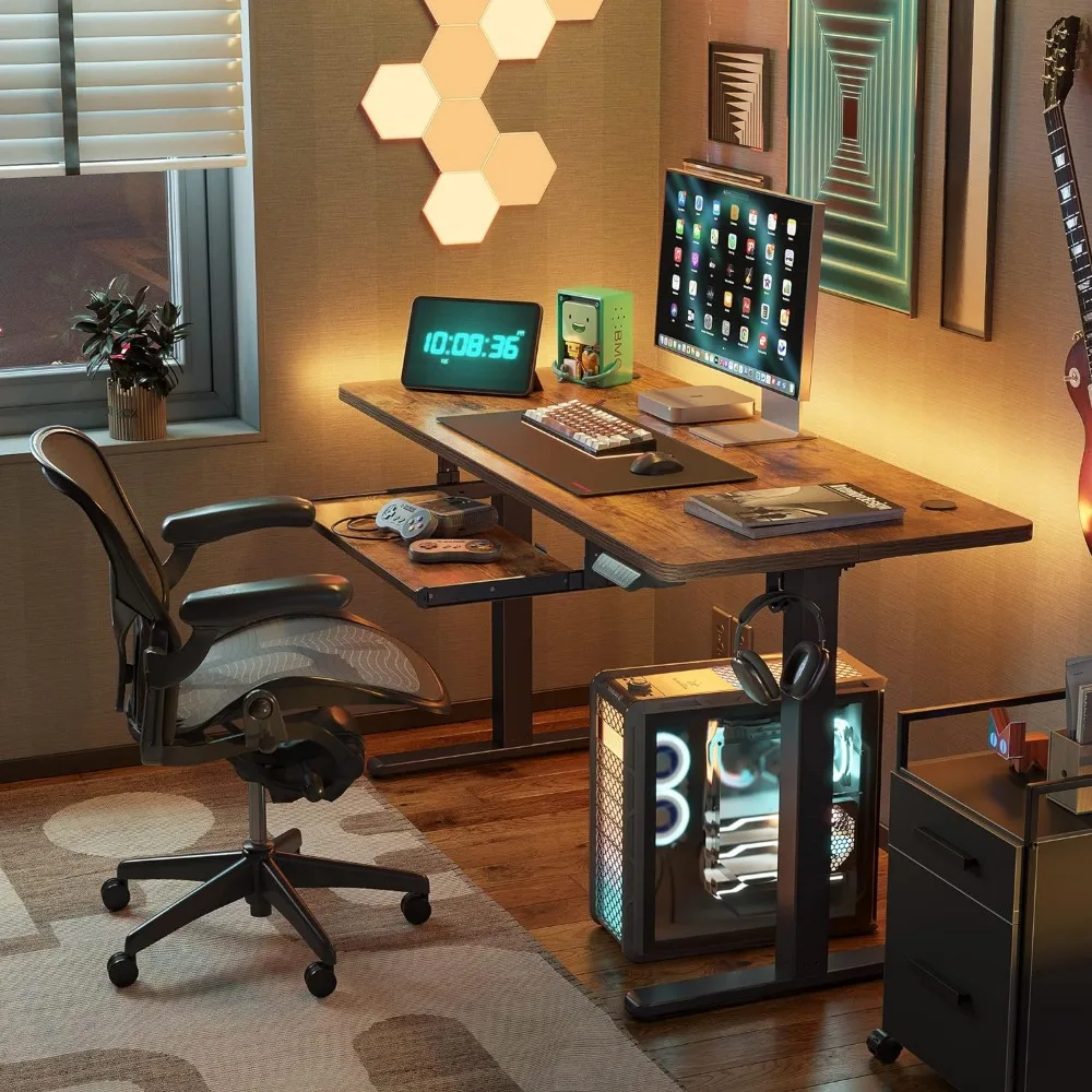 Számítógép asztal, állva, irodai íróasztal, billentyűzet tálca, 55 × 24 hüvelyk elektromos emelő irodai íróasztal, számítógép asztal