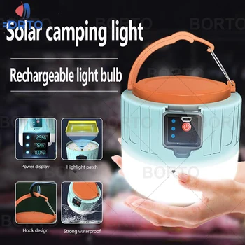 40W Nagy teljesítményű Napelemes LED campinglight használják este piacok USB Újratölthető Izzó Szabadtéri Sátor Lámpa Hordozható segélykérő
