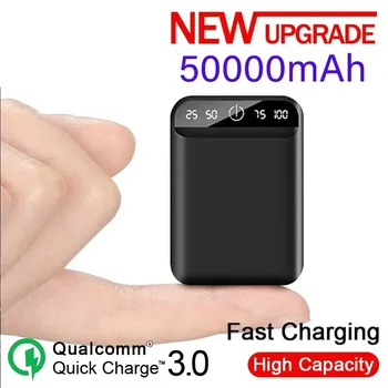 50000mAh mobile power bank hordozható mobiltelefon gyors töltő digitális kijelző, USB töltő külső akkumulátor Android