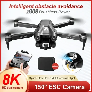 8K HD Z908 Optikai Áramlás kefe nélküli Drón 2 Kamera légifényképezés Quadcopter Elektromos Automata Akadály Kikerülését A Xiaomi