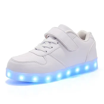 A gyermekek Sport Cipő LED Világító Cipő Bőr, Lapos Táblán Cipő USB Töltés Fény Cipőt Fiúk Lányok Új Alkalmi Lábbeli