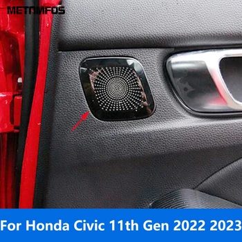 A Honda Civic 11 Gen 2022 2023 Rozsdamentes Acél Hátsó Ajtó Hangszóró Hangszóró Panel Fedél Trim Tartozékok Autó Stílus