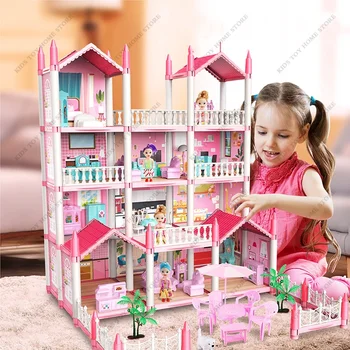 A lányok Diy Baba Házak 3D Összegyűlt Játékokat Meghatározott Hercegnőt Játszani Ház Dream Castle Villa Miniatűr-Készlet Gyerekeknek, Születésnapi Ajándékok