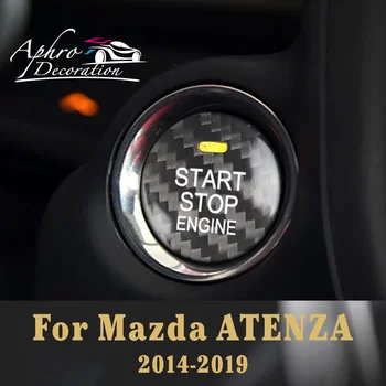 A Mazda ATENZA Autó, Motor Start-Stop Gomb Fedezze Igazi Szénszálas Matrica 2014 2015 2016 2017 2018 2019