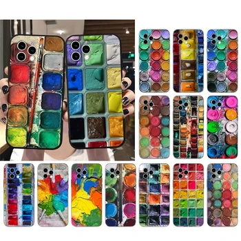 Akvarell Festék Paletta Festmény Doboz Telefon tok iphone 15 14 Pro Max 13 12 11 Pro Max XSMax XR 12 13 mini 14 Plusz Shell