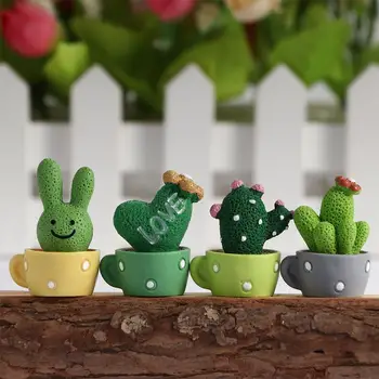 Aranyos Zöld Tavaszi Modul Automatikus kiegészítők Autó Dísz Növény Kaktusz Mini Cserepes