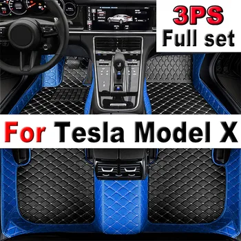 Autószőnyeg A Tesla Model X 7 Ülés 2015~2022 Teljes Körű Luxust, Szőnyegek Szőnyeg Anti Dirt Pad Bőr Szőnyeg Autó Tartozékok Tapete Carro
