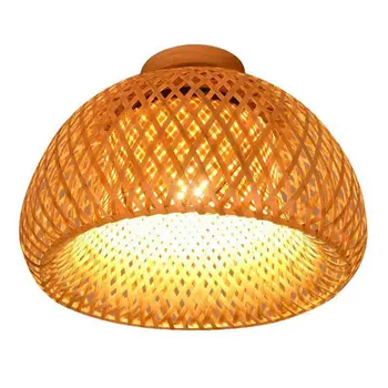 Bambusz Fonott Rattan világítótestet süllyeszthető Lóg Mennyezeti Lámpa Nappali, Hálószoba, Étkező,30X18cm