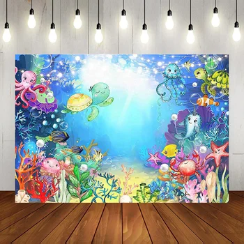 Boldog Gyermekek Nap kék óceán háttér rajzfilm víz alatti világ trópusi korallzátony alga teknős színes fotózás