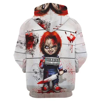Childs Play Horror Film Chucky Kapucnis Férfi Ruházat 3D Nyomtatott Új kapucnis felső Nők Harajuku Divat y2k Pullovers Kapucnis Kapucnis felső