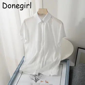 Donegirl 2023 Új Nyári Női Szilárd Póló Ing egysoros Laza póló Egyszerű Alkalmi Sokoldalú Felsők Női Elegáns