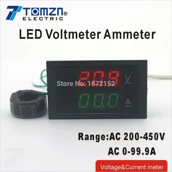 Dual LED kijelző Feszültség, áram mérő panel voltmérő árammérő tartomány AC 200-450V 0-99.9