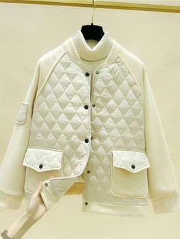 Fekete Steppelt Kabát, Fehér Divat Korea Réteg Vékony Vintage Kabátok Egysoros Streetwear Alkalmi Téli Ruhát A Nők 2023