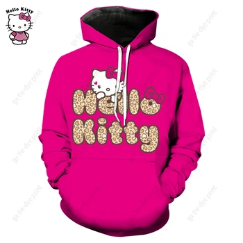 Hello Kitty Kerek Nyak Pullovers Kapucnis Női Őszi Téli koreai Stílus Laza Kocogás Top Divat, Pulóver, Lányok Y2K