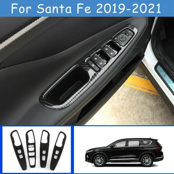 Hyundai Santa Fe 2019-2021 Szénszálas Ablak Lift Kapcsoló Gomb Panel Fedél Berendezés Belső Ajtó Karfa Dekoráció