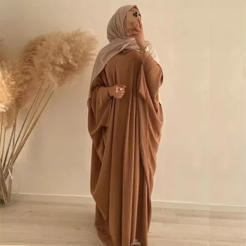 Marokkóban Ramadán Abaya A Muszlim Nők Denevér Ujjú, Laza Törökország Egyszínű Iszlám Ima Ruhák Dubai Marokkói Kaftán Nő