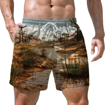 Nyáron új férfi nadrág sivatagi táj 3D nyomtatott férfi rövidnadrág nyaralás stílusú férfi rövidnadrág divat divatos alkalmi férfi rövidnadrág