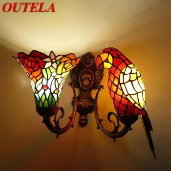 OUTELA Tiffany papagáj Fali Lámpák Amerikai vidék gyerekszoba Vendéglátó Villa Hotel ólomüveg Állat Dekoráció Lámpa