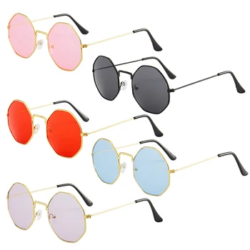 Retro Sokszög Fém Keret Napszemüveg Polarizált napszemüvegek UV400 Árnyalatok Cukorka Színű Lencse Nyári Kerékpáros Szemüveg Kerékpáros Szemüveg