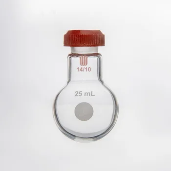 SYNTHWARE Micro menetes alsó üveg Kapacitás 5mL 10mL 25mL, Közös 14/10, Perforált borító, Boroszilikát üveg