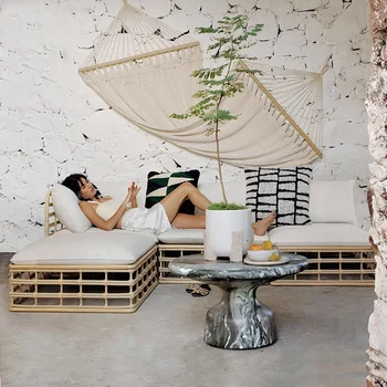 Személyre szabott kültéri rattan kanapé kombináció szabadidő udvarra néző erkély lakossági vízálló naptej szoba rattan kanapé bútor