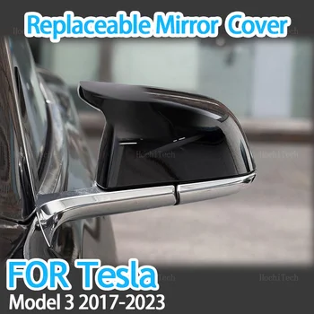 Szénszálas Stílus Fekete Oldalsó Tükör borító Sapka a Tesla Model 3 Model3 M3 2017-2023 Fényes Fekete Sapkák