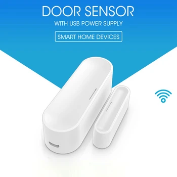 Tuya Okos Ajtó, Ablak Érzékelő Wifi Smart Home Vezeték nélküli Ajtó Érzékelők USB Open/Close APP Távoli Riasztás