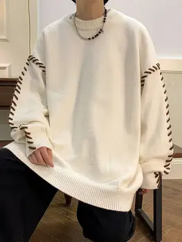 Őszi-téli férfi pulóver egyszínű trend a személyiség jóképű pulóver laza alkalmi kerek nyak sokoldalú, kötöttáru
